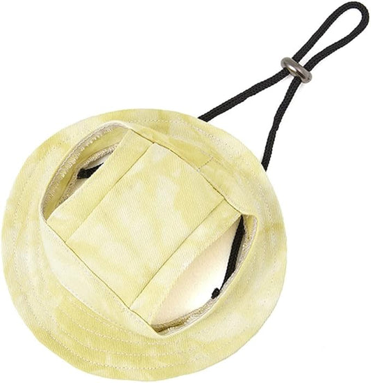 Round Brim Princess Hat Visor Hat Pet Dog Mesh Porous Sun Hat with Ear Holes for Small, Extra Small Dog Teddy, Pug, Chihuahua, Shih Tzu, Yorkshire Terriers, Papillon T-Yellow L