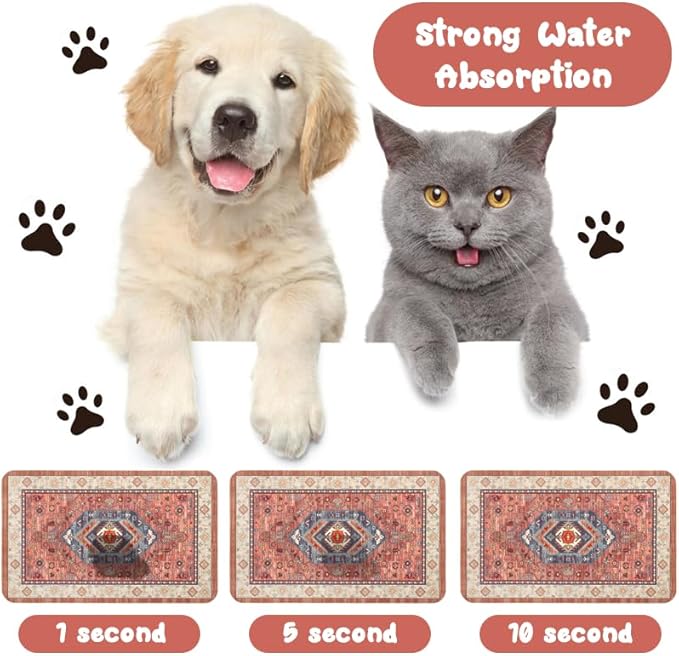 Dog Food Mats for Floors Waterproof, Pet Water Bowl Mats Pet Feeding Absorbent Placemats 16 * 24 inch