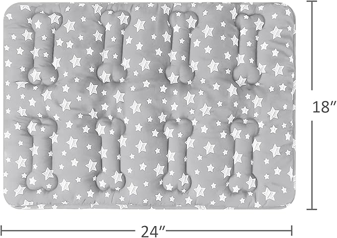 Moonsea Dog Crate Mat (24" X 18") 2 Pack, Soft Bed Mat with Cute Prints, Personalized Dog Crate Pad, Anti-Slip Bottom, Machine Washable Kennel Pad, Grey