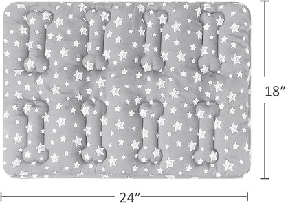 Moonsea Dog Crate Mat (24" X 18") 2 Pack, Soft Bed Mat with Cute Prints, Personalized Dog Crate Pad, Anti-Slip Bottom, Machine Washable Kennel Pad, Grey