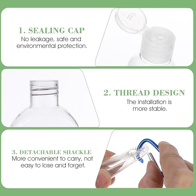 6Pcs PET Plastic Travel Bottle with Keychain, Portable Empty Plastic Bottles for Shampoo, Wash Liquid(50ML)