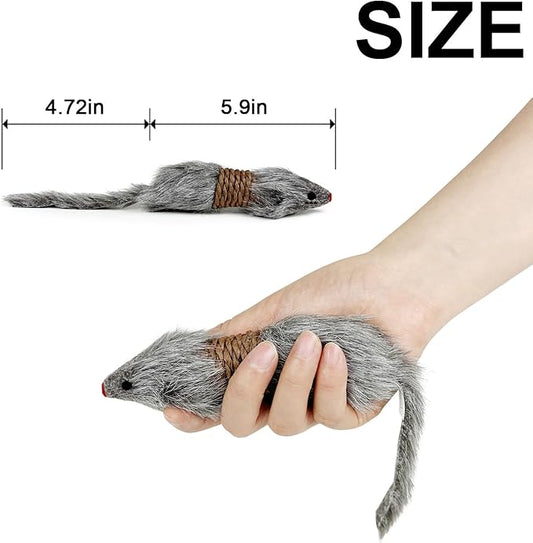 TTcat 2Pcs Cat Mice Toys,Faux Fur Cat Kicker Toys Large Mice with Long Tail Without Catnip, Interactive Catch Play Mouse Toy for Indoor Cats and Kittens.