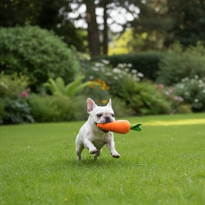 Best Pet Supplies Crinkle Dog Toy for Small, Medium, and Large Breeds, Cute Carrot with Soft Squeaker, Carrot Shape Pet Plush Toy with Sound, Bite-Resistant Soft Comfortable Dog Toys