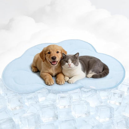 BECEMURU Dog Cooling Mat - 36" x 23" Reversible Cooling Pad for Crate, Kennel, Bed, Sofa - Machine Washable, Durable, Non-Gel - Keep Your Pet Cool and Comfortable (Cloud-M: 36" L x 23" W x 0.8" Th)