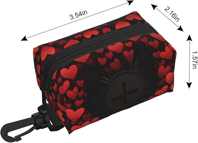 Dog Poop Bag Holder for Leashes - Lightweight Pet Waste Bags Dispenser Doggy Zippered Pouch for Puppy Walking Accessories(Cat)