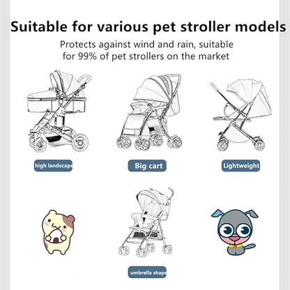 Unisize Pet Stroller Rain Cover - Foldable Clear Protection for Snow, Wind & Rain, Suitable for Various Stroller Models