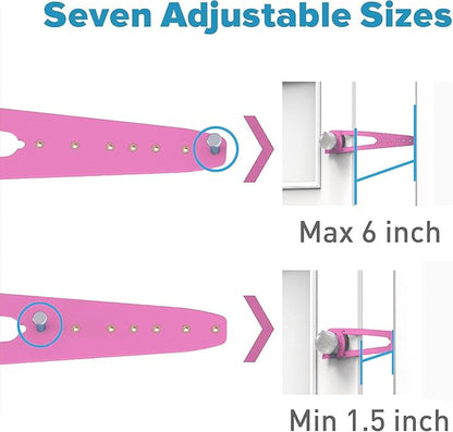 Cat Door Latch with Stabilizer, 7 Sizes Adjustable Cat Door Holder Latch to Keep Dog Out of Litter Box, No-Drill Alternative of Pet Gates and Interior Pet Door, Pink, 2 Packs