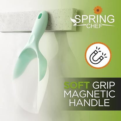Spring Chef Dog Food Scoop, Contoured Translucent Flexi-Plastic Pet Food Scooper with Soft Grip Handle, Kitchen Magnetic Ice Scoop for Freezer, Ice Machine, Popcorn, Flour, Coffee Bean - Mint