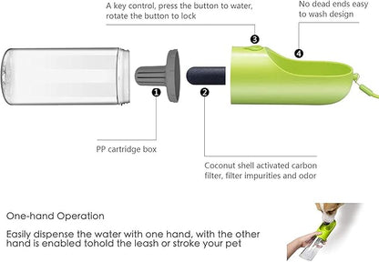 PETKIT Dog Water Bottle with Filter BPA Free, Leak Proof Dog Drinking Bowl, Food Grade Material, Lightweight Portable Pet Water Bottle for Walking, Hiking, Travel