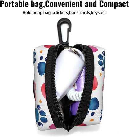 Dog Poop Bag Holder for Leashes - Lightweight Pet Waste Bags Dispenser Doggy Zippered Pouch for Puppy Walking Accessories(Cute Dog Paw)