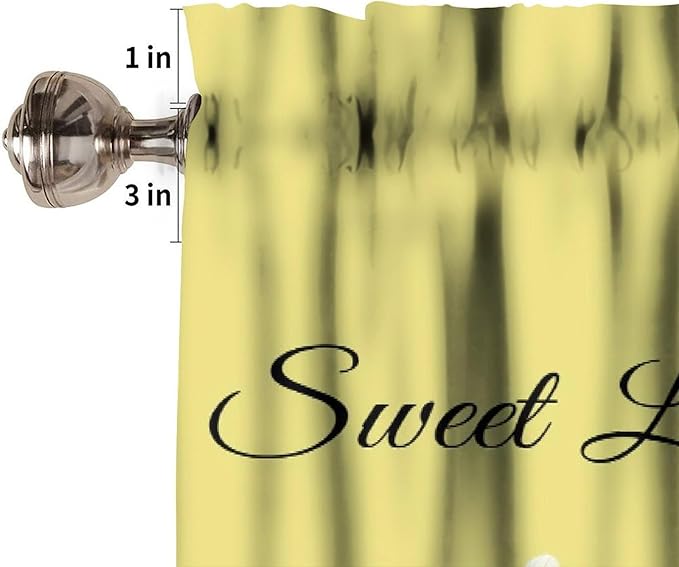 Rustic Bee Valances Curtain for Kitchen, Sweet Like Honey Gnomes Window Treatment Valances Short Curtains Rod Pocket Drape for Dining Room Home Farmhouse Decor, 54x18inch