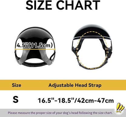 Small Dog Helmet with Ear Holes - Adjustable, Lightweight, Hard Black Pet Helmet for Outdoor Activities/Motorcycle/Bike