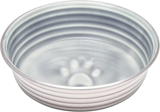 Loving Pets - Le BOL Dog Food Water Bowl Enamel Ceramic Bowl No Tip Stainless Steel Pet Bowl No Skid Spill Proof (Extra Small, Parisian Gray)