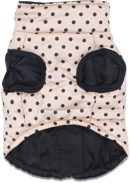 Winter Dog Coats Warm Small Dog Jacket Pet Jackets Puppy Cold Weather Coat Pet Clothes for Small Dogs, XL, Polka Dots