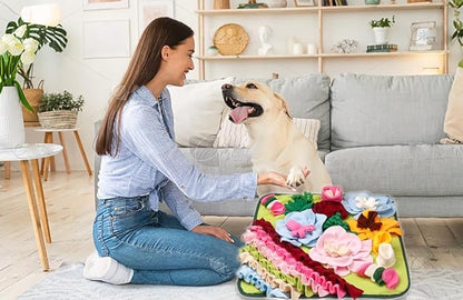 Snuffle Mat Dogs Pet Slow Feeding Mats Puppy Sniffing Pad,Cat Interactive Puzzle Toys for Small,Medium,Large Dogs,Encourages Natural Foraging Skills,Training,Stress Release (Leaf)