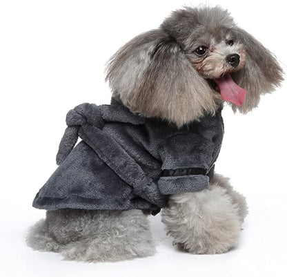 Dog Drying Robe Coat Super Absorbent Soft, Fast Drying Pet Dog Bathrobe Towel with Adjustable Waistbelt
