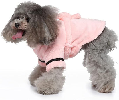 Dog Drying Robe Coat Super Absorbent Soft, Fast Drying Pet Dog Bathrobe Towel with Adjustable Waistbelt