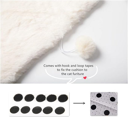 SHENGOCASE 2-Pack 12" x 31.5" Faux Rabbit Fur Cat Condo Replacement Cushion. Cat Dog Bed Cushion Pad for Window Perch Cat Tree Tower Carrier Cage Crate Kennel Furniture