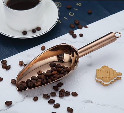Berglander Stainless Steel Rose Gold Ice Scoop 6 OZ, Titanium Copper Plating Metal Ice Scooper For Ice Maker Multipurpose For Candy Wedding Kitchen Bar Party Pet Animal Dog Food Scoop Beach Shovel