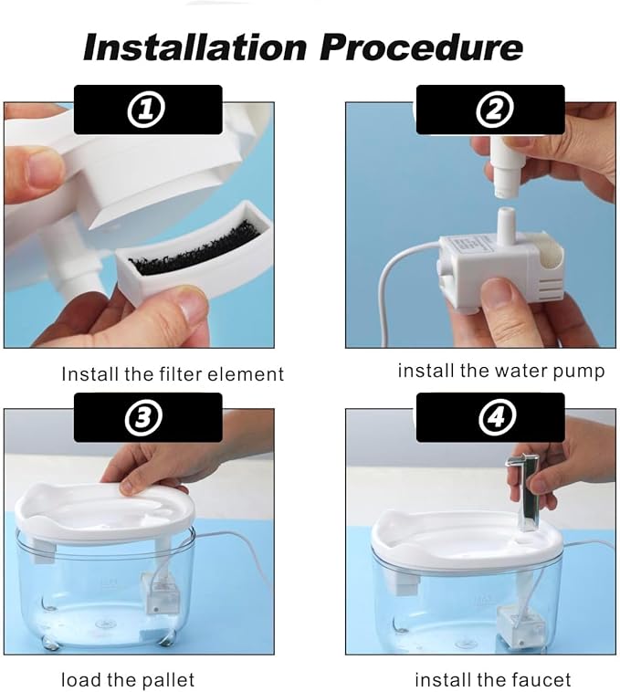 Cat Water Fountain - Automatic 50oz Pet Water Fountain Whisper Quiet Premium Pet Dispenser for Cats & Dogs (White, 1.5L)