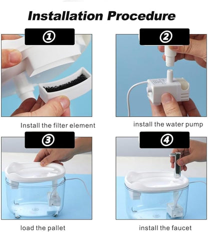 Cat Water Fountain - Automatic 50oz Pet Water Fountain Whisper Quiet Premium Pet Dispenser for Cats & Dogs (White, 1.5L)