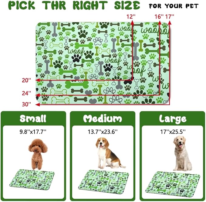 Dog Food Mats for Floors Waterproof, Pet Water Bowl Mats Pet Feeding Absorbent Placemats Green 12 * 20 inch