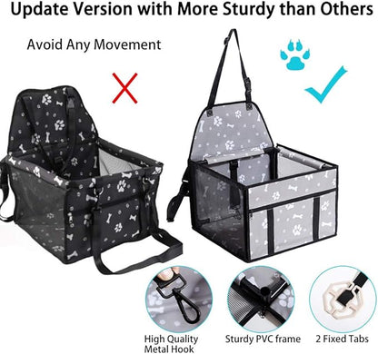 Dog Car Seats for Small and Medium Dogs,Portable Puppy/Pet Car Booster Seat with Clip-On Leash and Mesh Window for Pet Up to 20 lbs