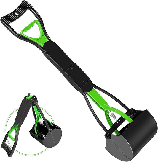 UPSKY 23.6 Inches Pooper Scooper for Large Small Dogs, Folding Dog Poop Scooper, Sturdy Spring and Premium Materials，Easy to Use for Grass, Dirt, Gravel Pick Up Shovel Green