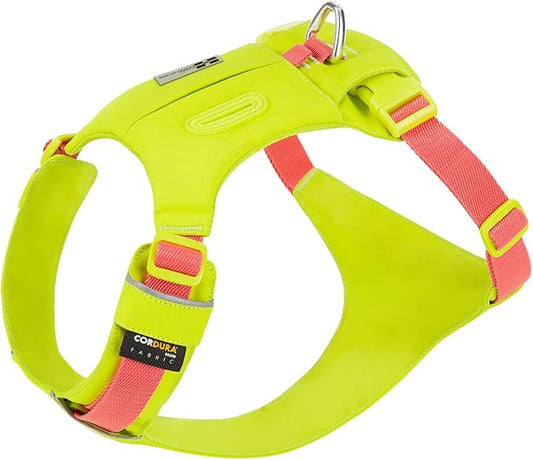 Lightweight Dog Harness, Large to Very Large Breeds, Adjustable Fit.Pet Harness with Pocket, Dog Training Harness for Outdoor Walking Running, Hiking (Lemon Yellow, XS)