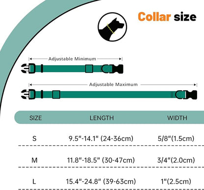 Waterproof Dog Collar, Easy to Clean Rubber Dog Collars with Quick Release Buckle Fits Small Medium or Large Dogs (Emerald Green, M < 11.8-18.5 inch)