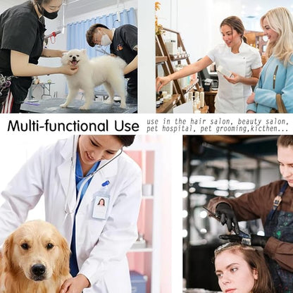 Dog Grooming Smock for Men Women, Anti-Static Smock for Pet Shop Dog Cat Grooming, Long Sleeves, Water Resistant, (Black with Print Bichon L)