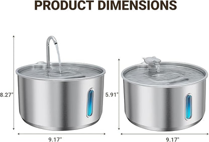 Stainless Steel Cat Water Fountain, 4L/135oz Large Capacity Automatic Pet Water Fountain for Cats & Small Dogs, Quiet USB Powered Pet Water Dispenser with 4 Filters & 4 Sponges