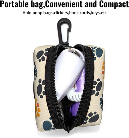 Dog Poop Bag Holder for Leashes - Lightweight Pet Waste Bags Dispenser Doggy Zippered Pouch for Puppy Walking Accessories(Dogs Paw)