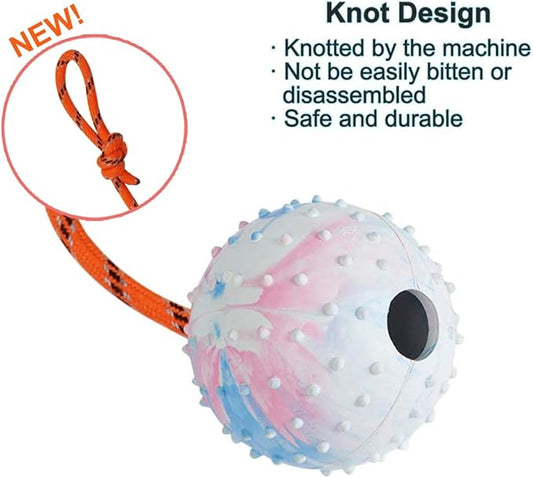 2 Pack Dog Ball, K9 Ball on Rope for Reward, Fetch, Play (7cm)