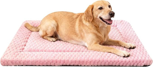 Dog Bed Mat, Reversible Dog Crate Pad - Washable Kennel Mat with Soft Support Foam, Flat Kennel Pad for Dogs & Cats, Double Pet Bed Perfect for Cage (Pink, 35" L x 23" W x 0.8" Th)