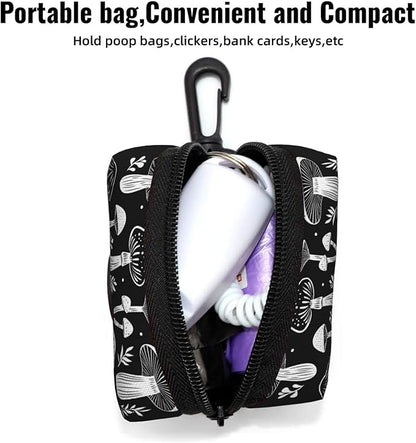 Dog Poop Bag Holder for Leashes - Lightweight Pet Waste Bags Dispenser Doggy Zippered Pouch for Puppy Walking Accessories(Art Mushroom)