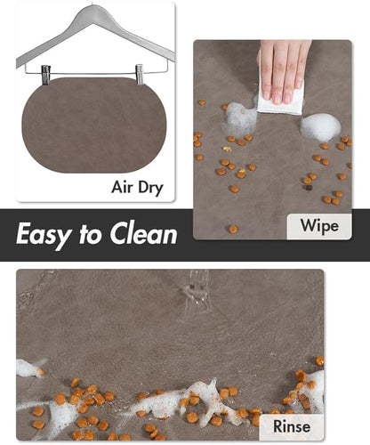 Absorbent Dog Water Mat-Cat Mat for Food and Water Bowl, Quick Dry Pet Feeding Mat, No Stains Pet Food Mat, Pet Accessories Pet Supplies-Cat Bowl Mat for Messy Drinkers, 12"x19"