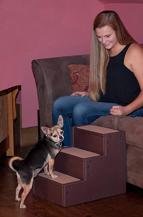 Pet Gear Pet Step III & IV Pet Stairs for Small Dogs and Cats up to 50 pounds, Lightweight, No Tools Required, 13 Colors to Choose from, Chocolate, 3 Steps