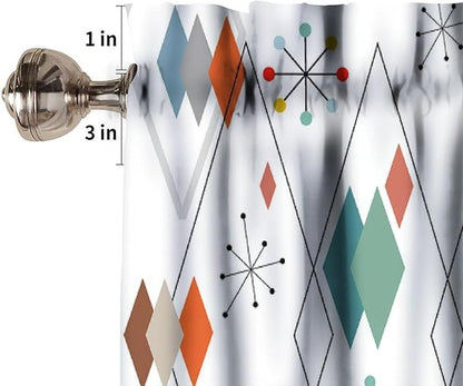 Mid Century Kitchen Valance Curtain, Europen Modern Abstract Colorful Diamond Geometric Print Vintage 1950S 60S Window Curtain Valance for Bedroom Living Room 54x18inch