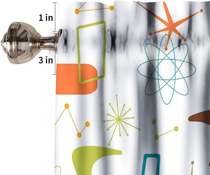 Mid Century Window Valance Curtains, Retro Atomic Starburst Vintage Modern Abstract Geometric Pattern 50s 60s Curtain Valance for Bedroom Living Room Kitchen 54x18inch