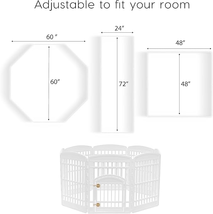 IRIS USA Dog Playpen 34" Tall Dog Playpen Indoor – 8-Panel Puppy Playpen with Door, 63 x 63 x 35, Extra Tall Dog Play Pen Indoors for Large Dogs, Plastic Pet Playpen, Indoor Dog Pen, White