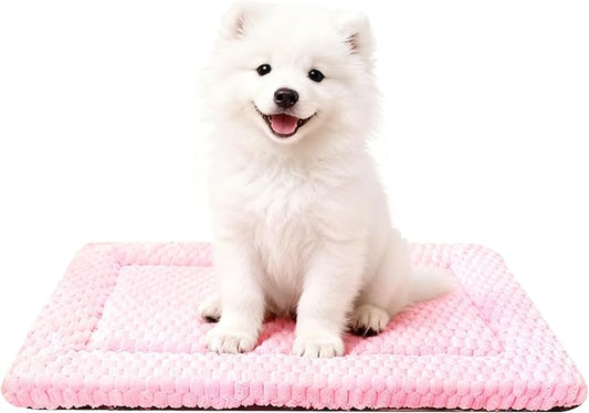 Dog Bed Mat,Reversible & Ultra Soft Kennel Pad-Machine Washable Pet Bed for Dogs & Cats-All-Weather Crate Liner for Crates,Carriers & Travel (Pink, 23" L x 17" W x 1.5" Th)