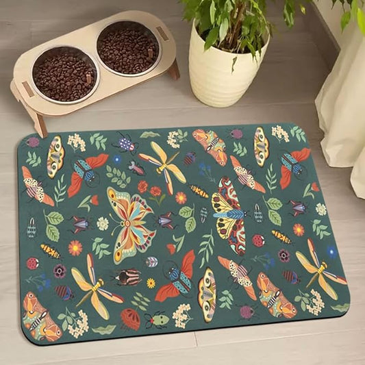 Dog Food Mats for Floors Waterproof, Pet Water Bowl Mats Pet Feeding Absorbent Placemats 16 * 24 inch