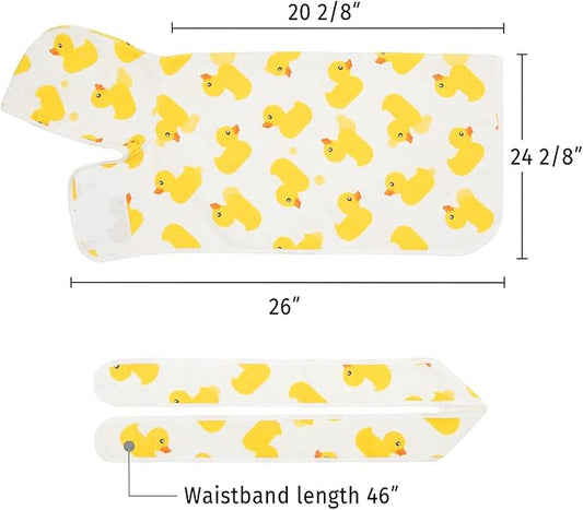 HDE Dog Bathrobe Super Absorbent Quick Drying Puppy Towel Wrap Coat Adjustable After Bath Robes with Hood for Dog Sizes S-XXL White Rubber Ducks M