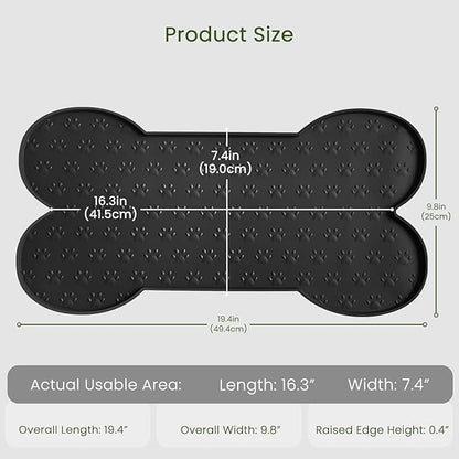 Dog Food Mat Anti-Slip Silicone Dog Bowl Mat Thicker Pet Placemat Waterproof Cat Feeder Pad with Raised Edge Puppy Kitten Feeding Mats Suitable Small Medium-Sized Dogs Cats Eating Tray
