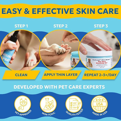 Forticept BlueButter Dog Wound Care Gel, Hot Spot Treatment for Dogs, Itch Relief, Moisturizing, Prevents Infection, Scratches & Skin Ulcers, Cracked Paw Pads Gel, 3 Ounces (3 OZ)
