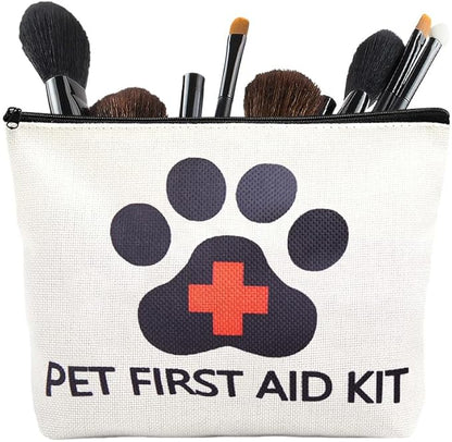 Empty Pet First Aid Kit Makeup Bag for Dog Puppy Owner Travel Medical Pill Med Bag Cavas First Aid Pouch Emergency Bag Adventure Medical Kit for Traveller Dog Person Toiletry Storage Pouch