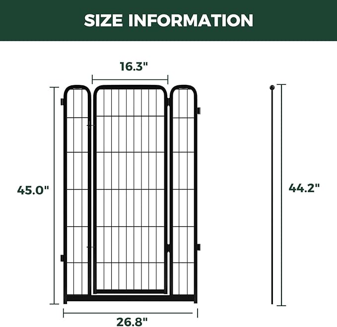 FXW Homeplus Unleashed Dog Playpen Designed for Indoor Use, 1 Add-on Gate, 45" Height for Large Dogs, Black │Patented
