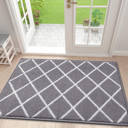 Finchitty Indoor Door Mat, Dirt Resistant and Absorbent, Low-Profile, Non-Slip, Washable Inside Floor Mats for Front Door, Back, and Entrance, 40" x 32", Grey