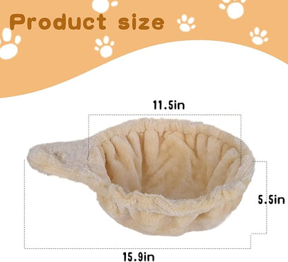 UXIETIN Beige Cat Hammock, Extra Large (12.4"), Cozy Hammock with Deep Basket, Attachment Design for Cat Tower